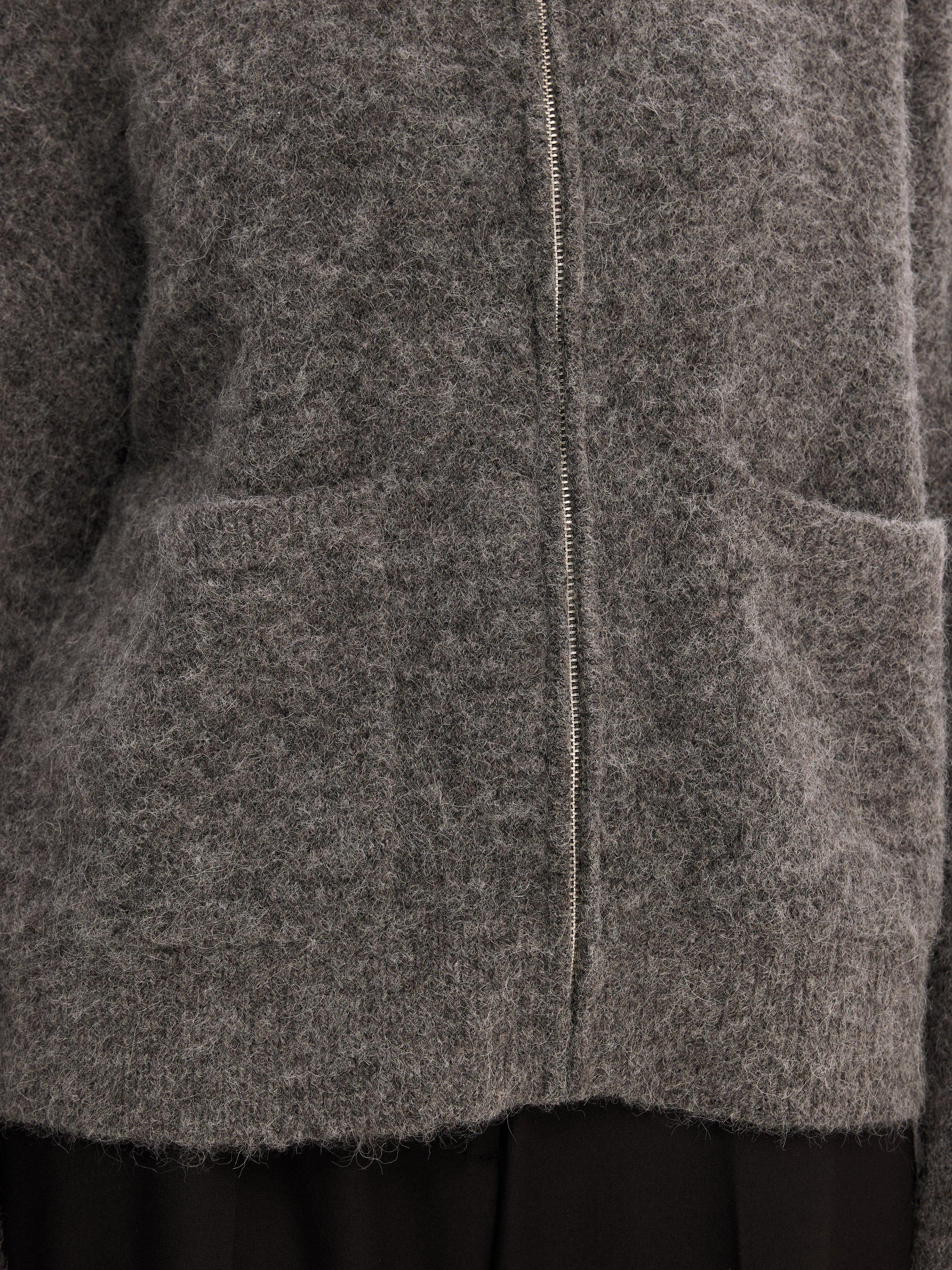 Product image 5 of 6, which shows SELECTED FEMME Sia Wool Blend Zip Through Cardigan, Medium Grey, M