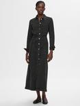 SELECTED FEMME Roby Organic Cotton Blend Shirt Dress, Black