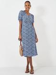 Crew Clothing Fleur Midi Tea Dress, Blue/Multi