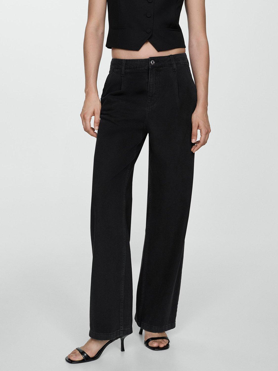 Product image 1 of 7, which shows Mango Arletita Straight Pleated Jeans, Open Grey, 4