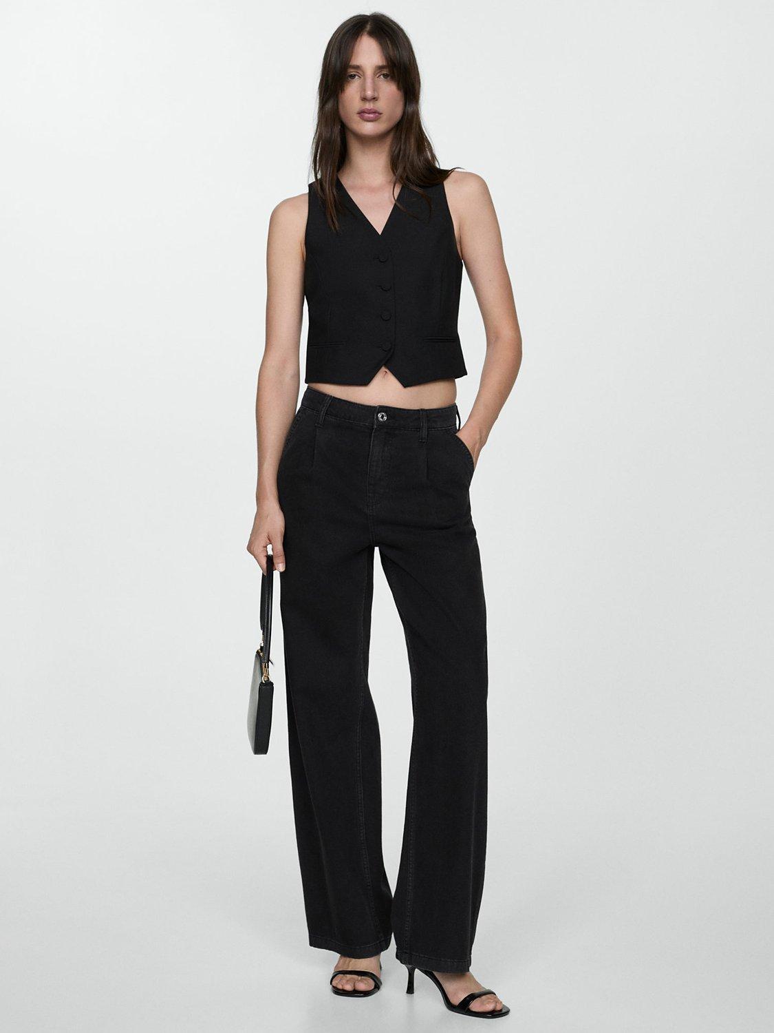 Product image 2 of 7, which shows Mango Arletita Straight Pleated Jeans, Open Grey, 4