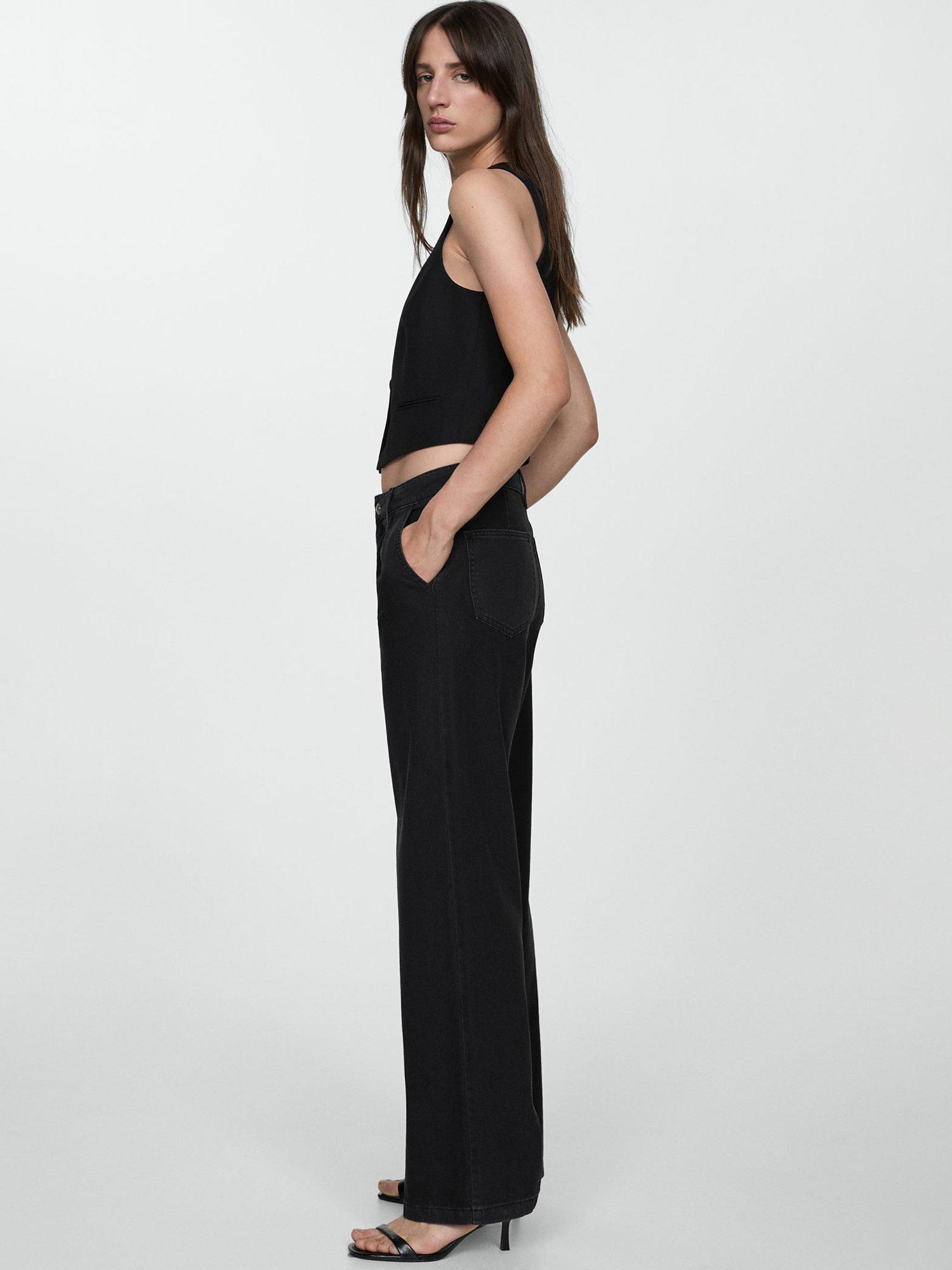 Product image 6 of 7, which shows Mango Arletita Straight Pleated Jeans, Open Grey, 4
