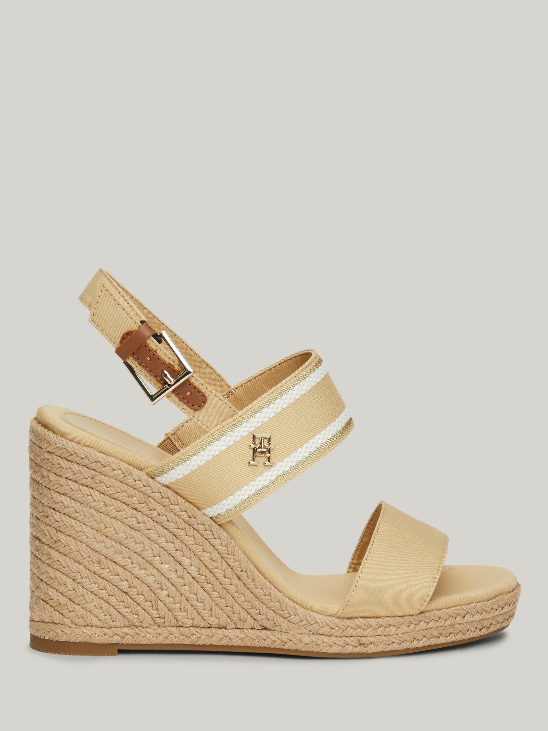Tommy Hilfiger Webbing Detail Wedge Sandals, Harvest Wheat