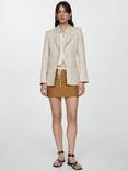 Mango Paula Linen Blend Mini Skirt, Light Beige