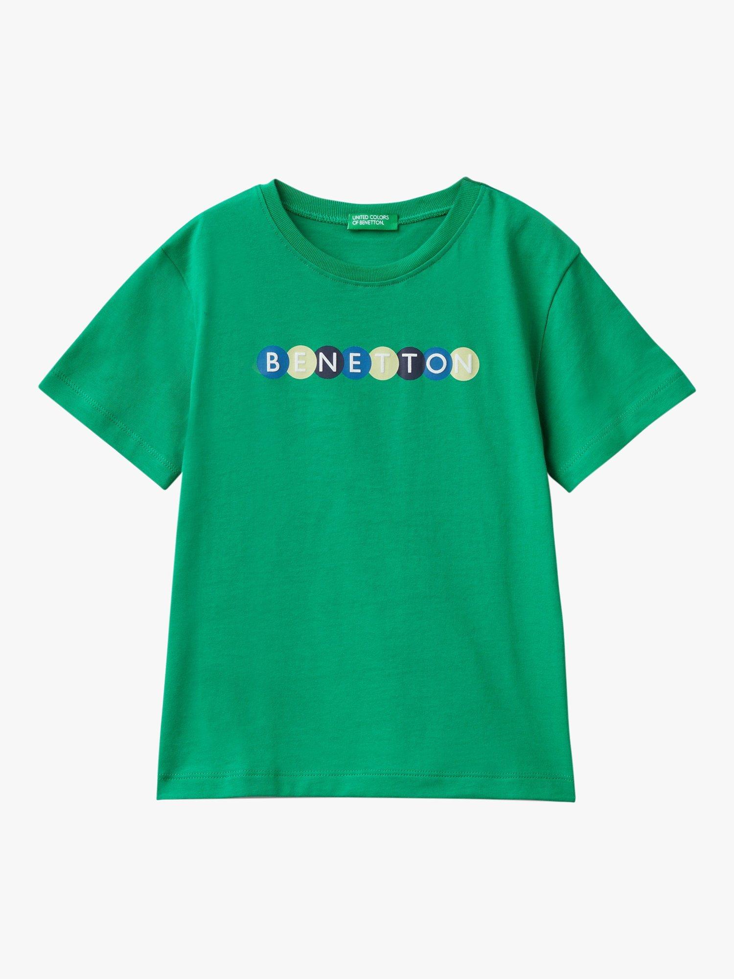 Benetton Kids' Logo Short Sleeve T-Shirt, Intense Green