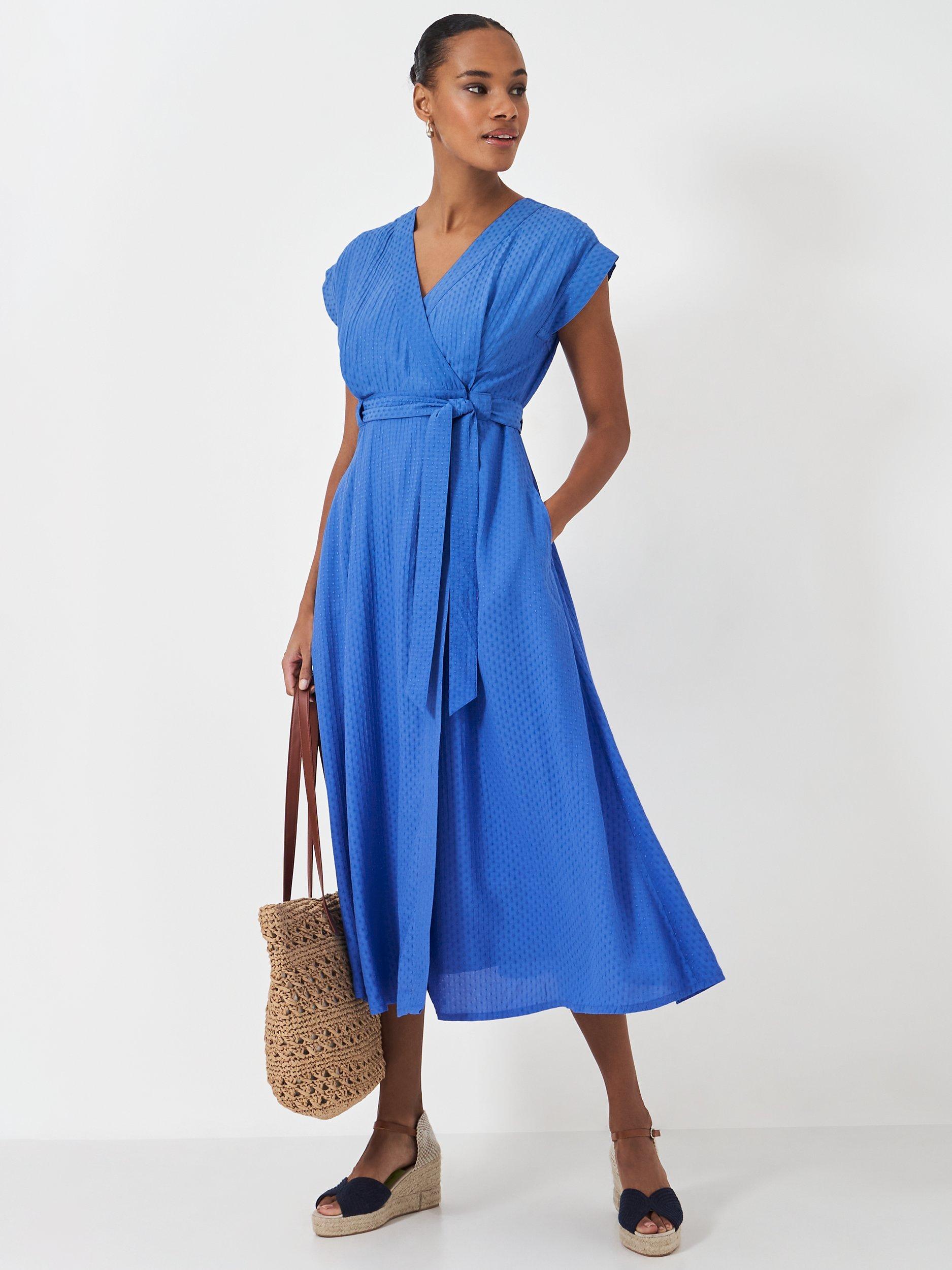 Crew Clothing Gemma Wrap Dress Bright Blue