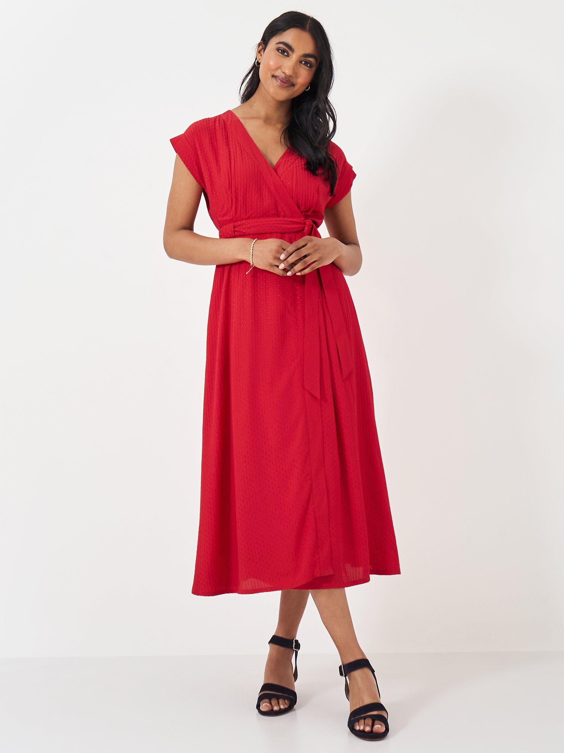 Crew Clothing Gemma Wrap Dress Ruby Red