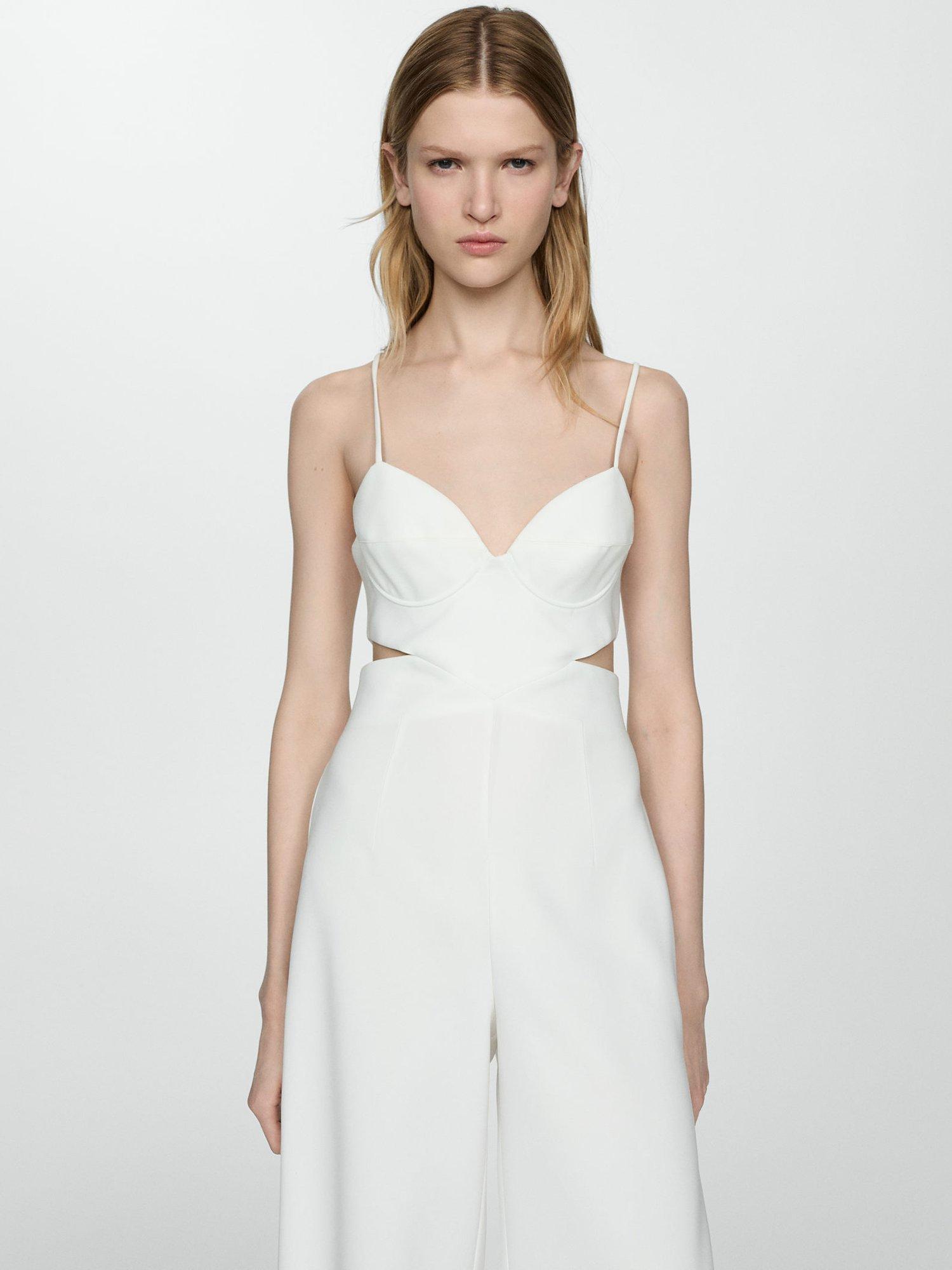 Mango Tyna Side Cutout Jumpsuit White