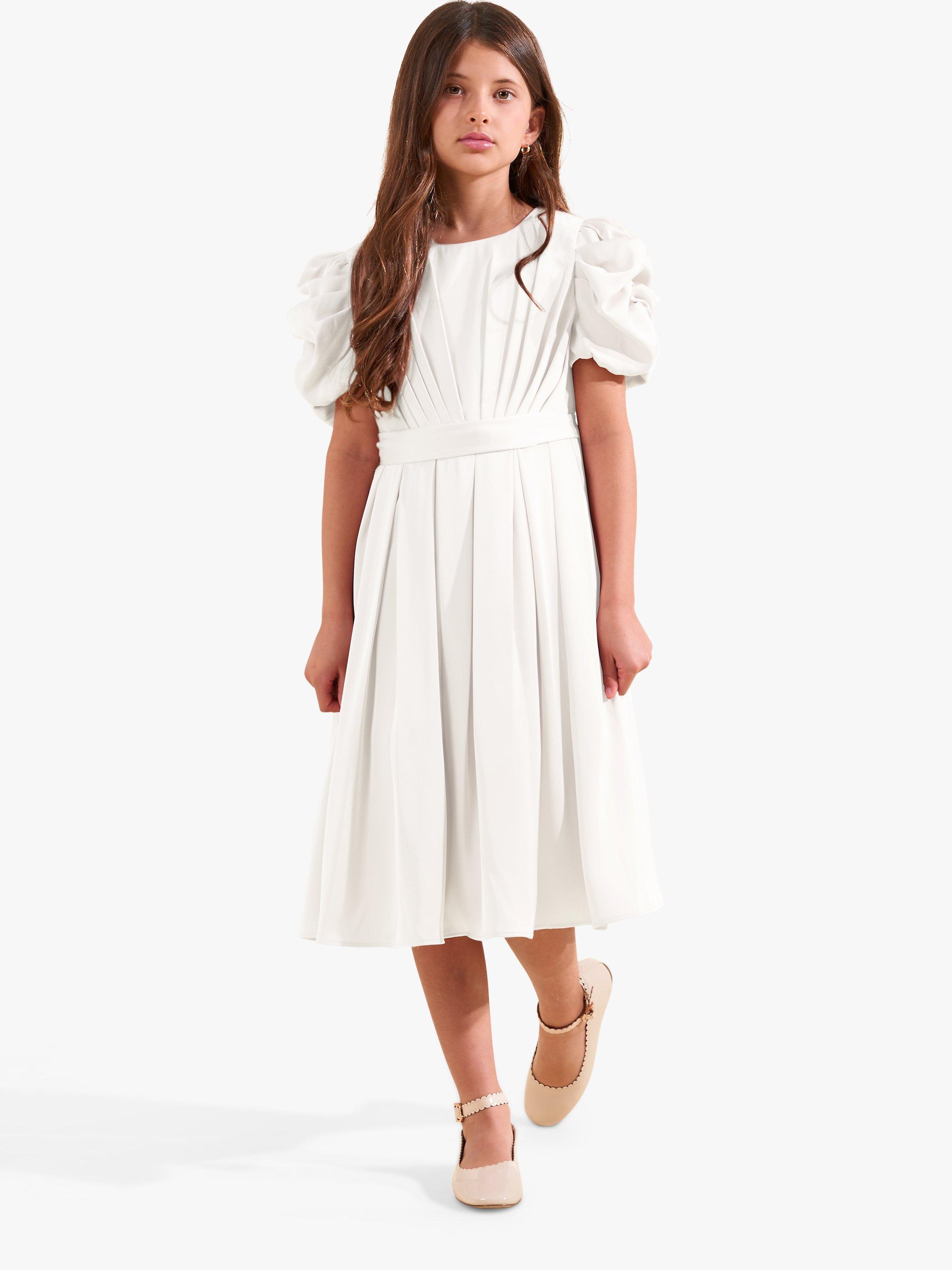 Product image 1 of 1, which shows Angel & Rocket Kids' Portia Pleated Bodice Dress, Ivory, 2 years