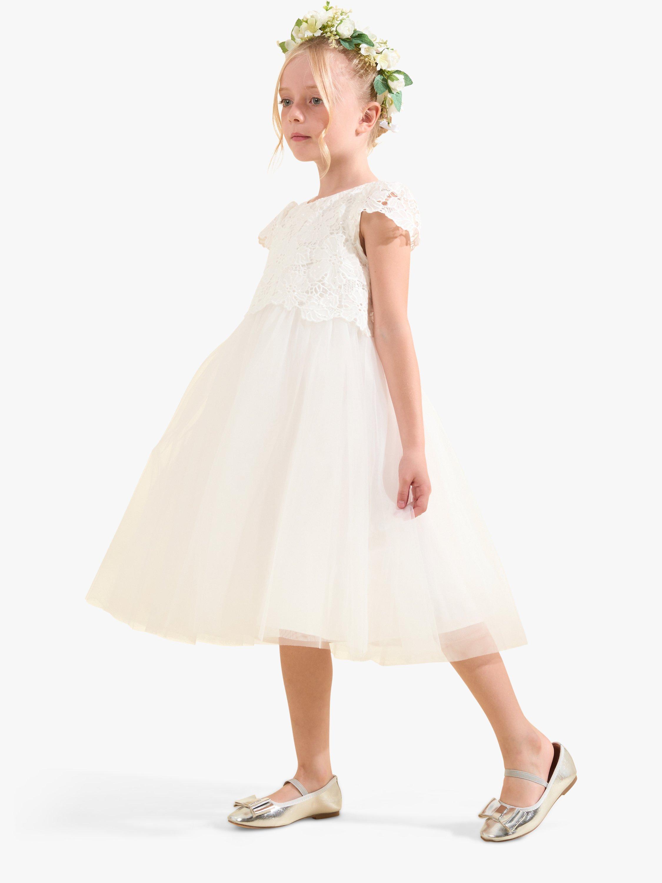 Product image 1 of 3, which shows Angel & Rocket Kids' Esme Lace Dress, Ivory, 2 years