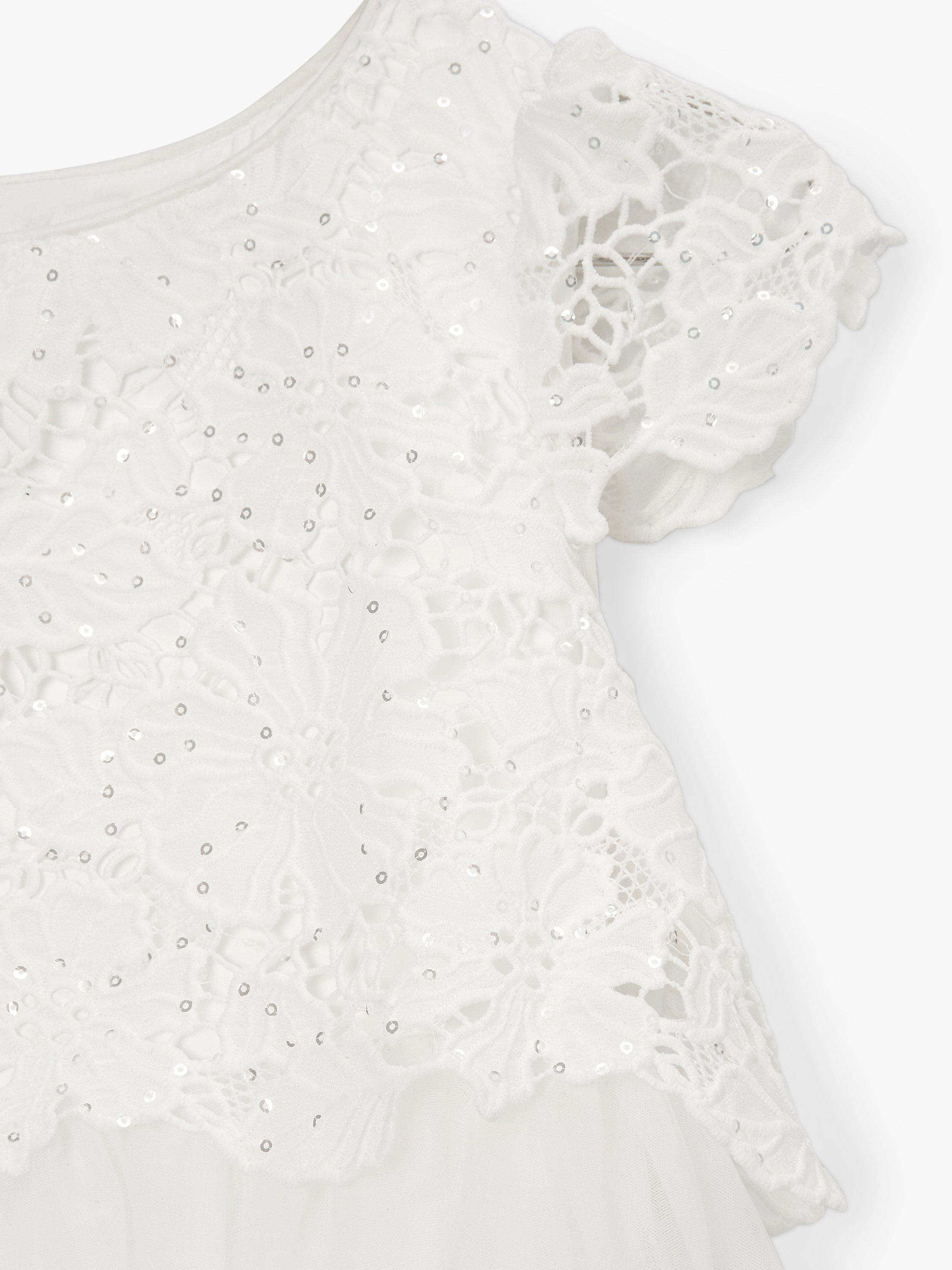 Product image 3 of 3, which shows Angel & Rocket Kids' Esme Lace Dress, Ivory, 2 years