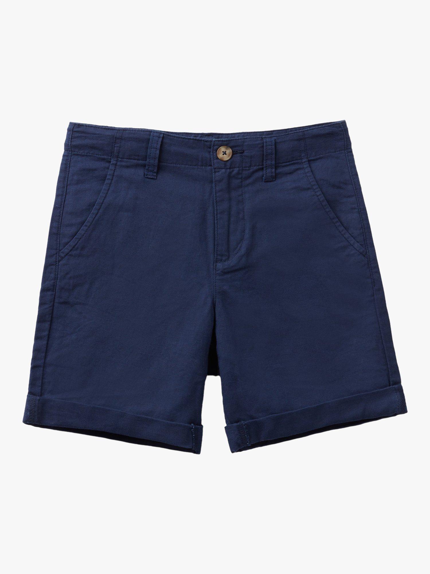 Benetton Kids' Linen Blend Bermuda Shorts, Night Blue
