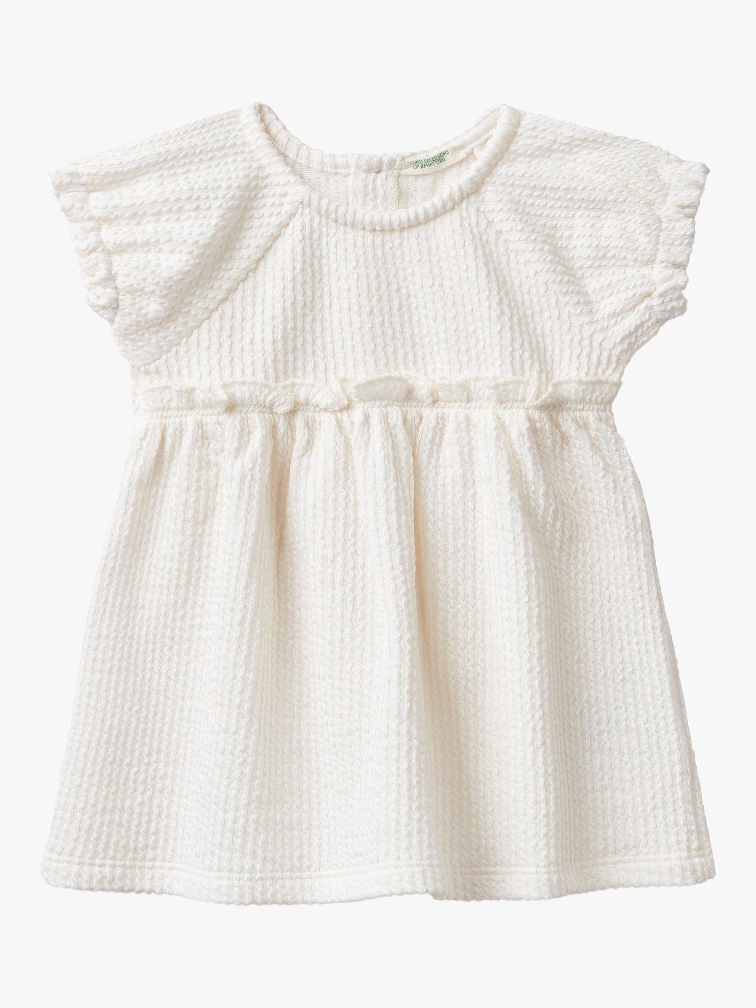 Benetton Baby Textured Fleece Dress, Cream