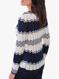 Pure Collection Zig Zag Knit Jumper, Navy/Ivory - view 2, Navy/Ivory
