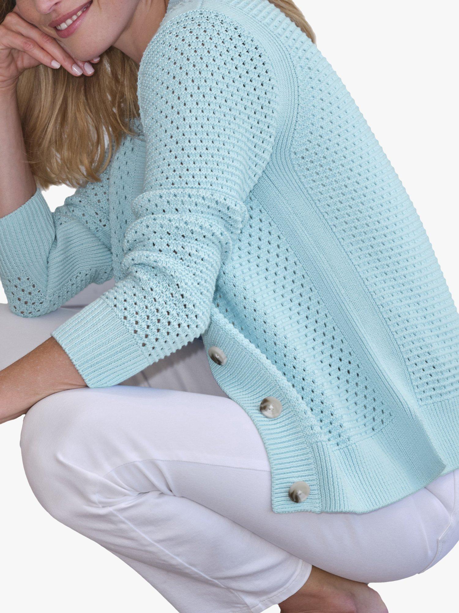 Product image 2 of 3, which shows Pure Collection Organic Cotton Cardigan, Spring Blue, 10