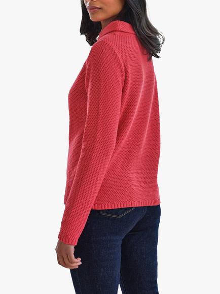 Pure Collection Cable Knit Cotton Jumper - view 2, Geranium Red