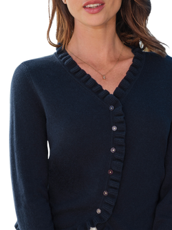 Pure Collection Ruffle Pure Cashmere Cardigan - view 2, Navy