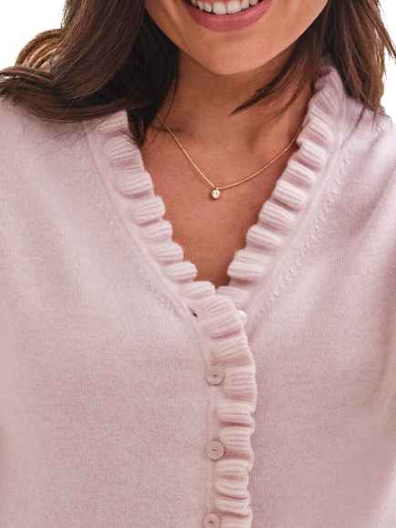 Pure Collection Ruffle Pure Cashmere Cardigan - view 2, Rosemist