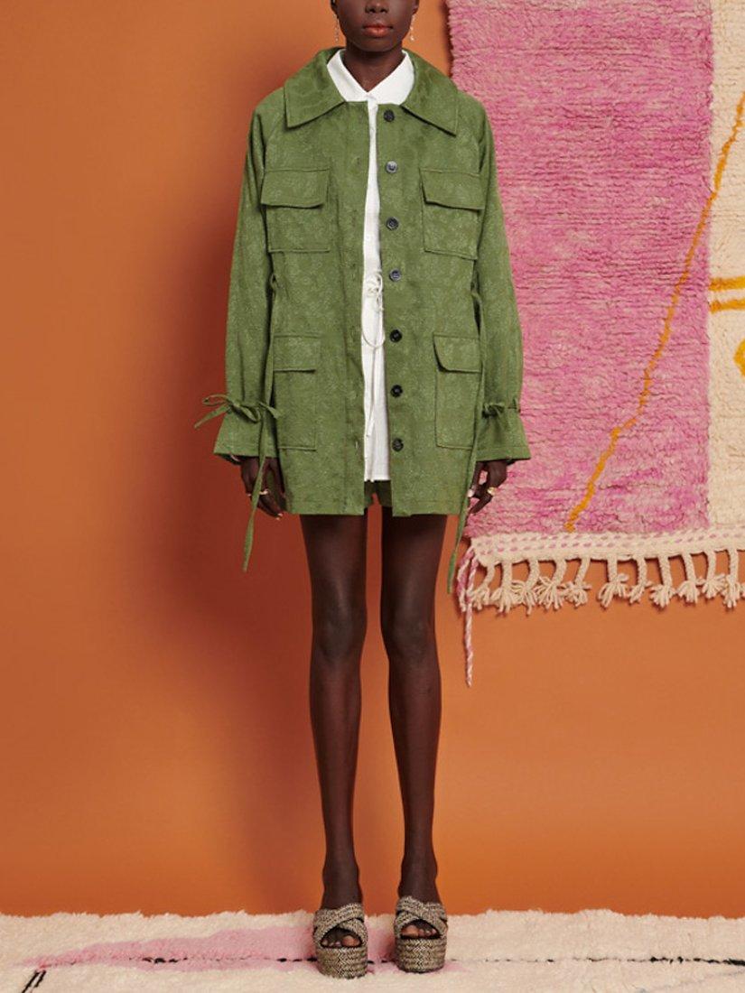 GHOSPELL Lina Jacquard Boxy Jacket, Green