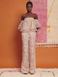 GHOSPELL Zoya Zebra Wide Leg Trousers, Brown