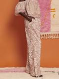 GHOSPELL Zoya Zebra Wide Leg Trousers, Brown