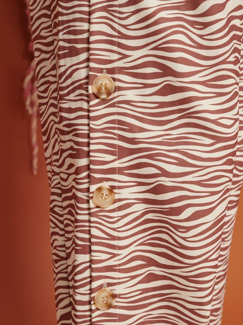 Product image 5 of 6, which shows GHOSPELL Zoya Zebra Wide Leg Trousers, Brown, 8