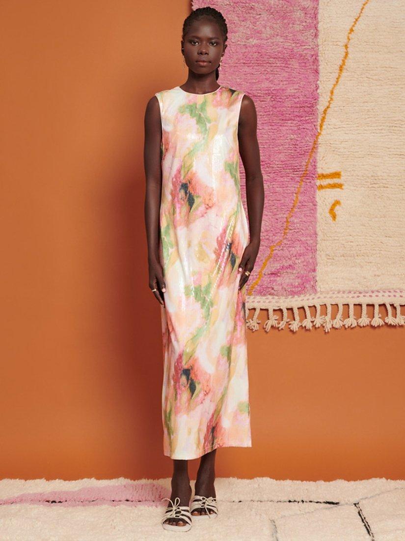 GHOSPELL Salma Abstract Print Sequin Maxi Dress, Multi