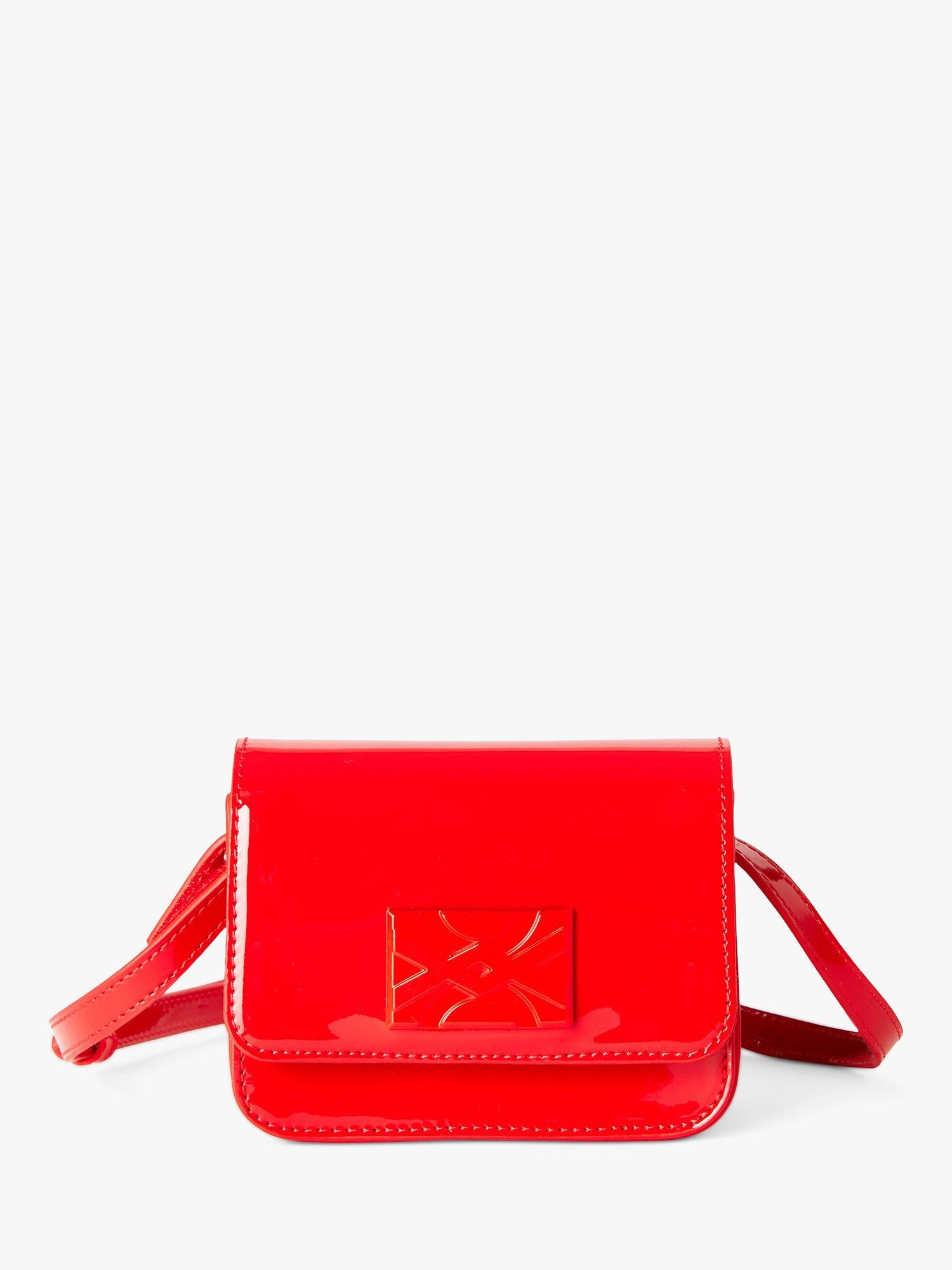 Benetton Kids' Faux Leather Patent Logo Shoulder Bag, Bright Red, One Size