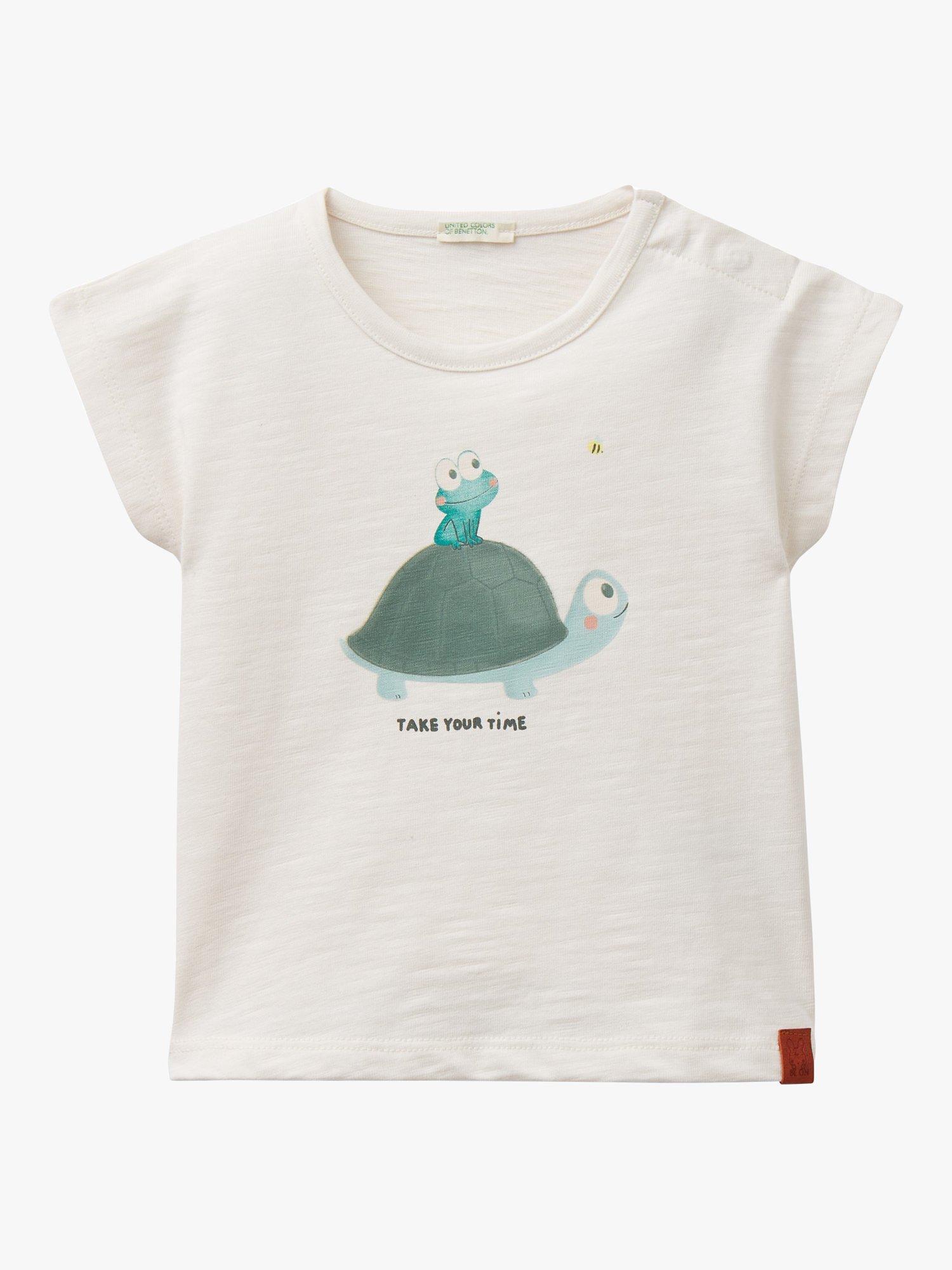 Benetton Baby Take Your Time Short Sleeve T-Shirt, Cream