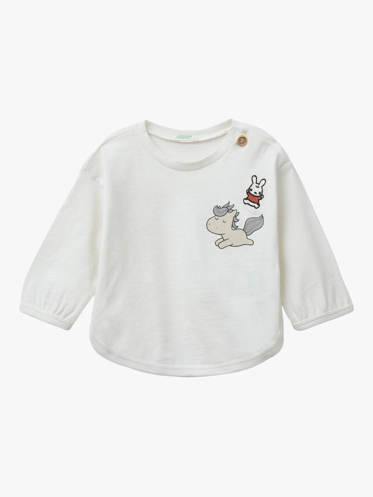 Benetton Baby Boxy Long Sleeve T-Shirt, Cream