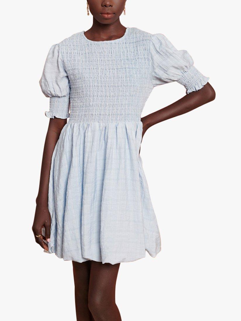 Product image 6 of 6, which shows GHOSPELL Talia Bubble Dress, Blue, 6