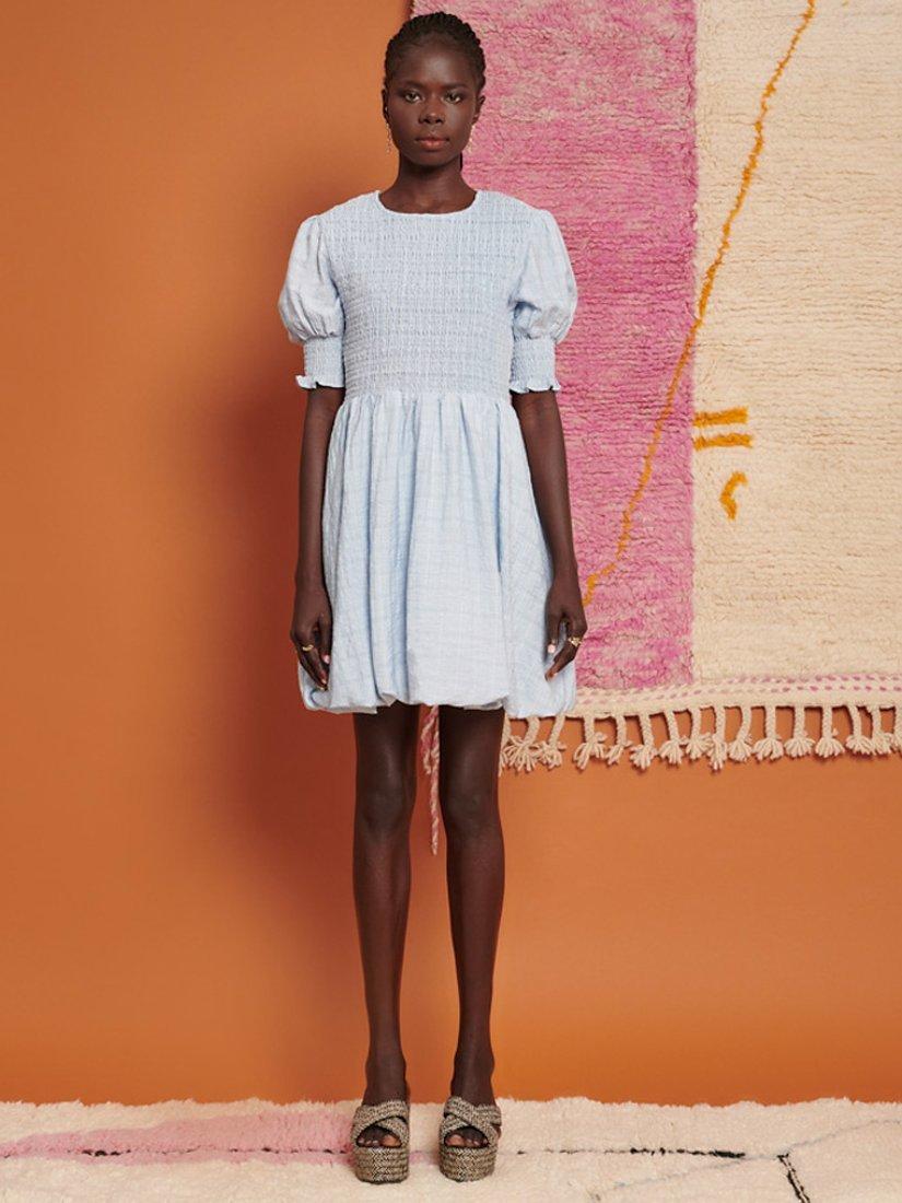 Product image 1 of 6, which shows GHOSPELL Talia Bubble Dress, Blue, 6