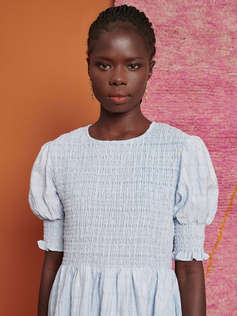 Product image 4 of 6, which shows GHOSPELL Talia Bubble Dress, Blue, 6