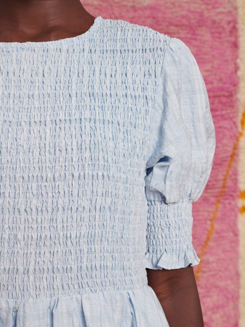 Product image 5 of 6, which shows GHOSPELL Talia Bubble Dress, Blue, 6