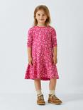 John Lewis Kids' Long Sleeve Floral Cotton Jersey Dress, Pink