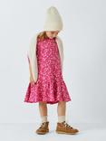 John Lewis Kids' Long Sleeve Floral Cotton Jersey Dress, Pink