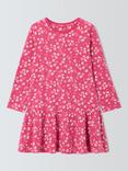 John Lewis Kids' Long Sleeve Floral Cotton Jersey Dress, Pink