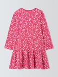 John Lewis Kids' Long Sleeve Floral Cotton Jersey Dress, Pink