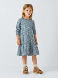 John Lewis Kids' Ditsy Floral Print Cotton Dress, Indigo Blue/Multi