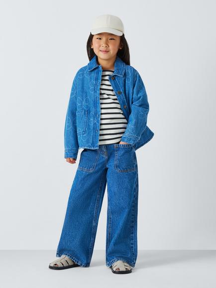 John Lewis Kids' Long Sleeve Breton Top - view 2, Gardenia/Navy