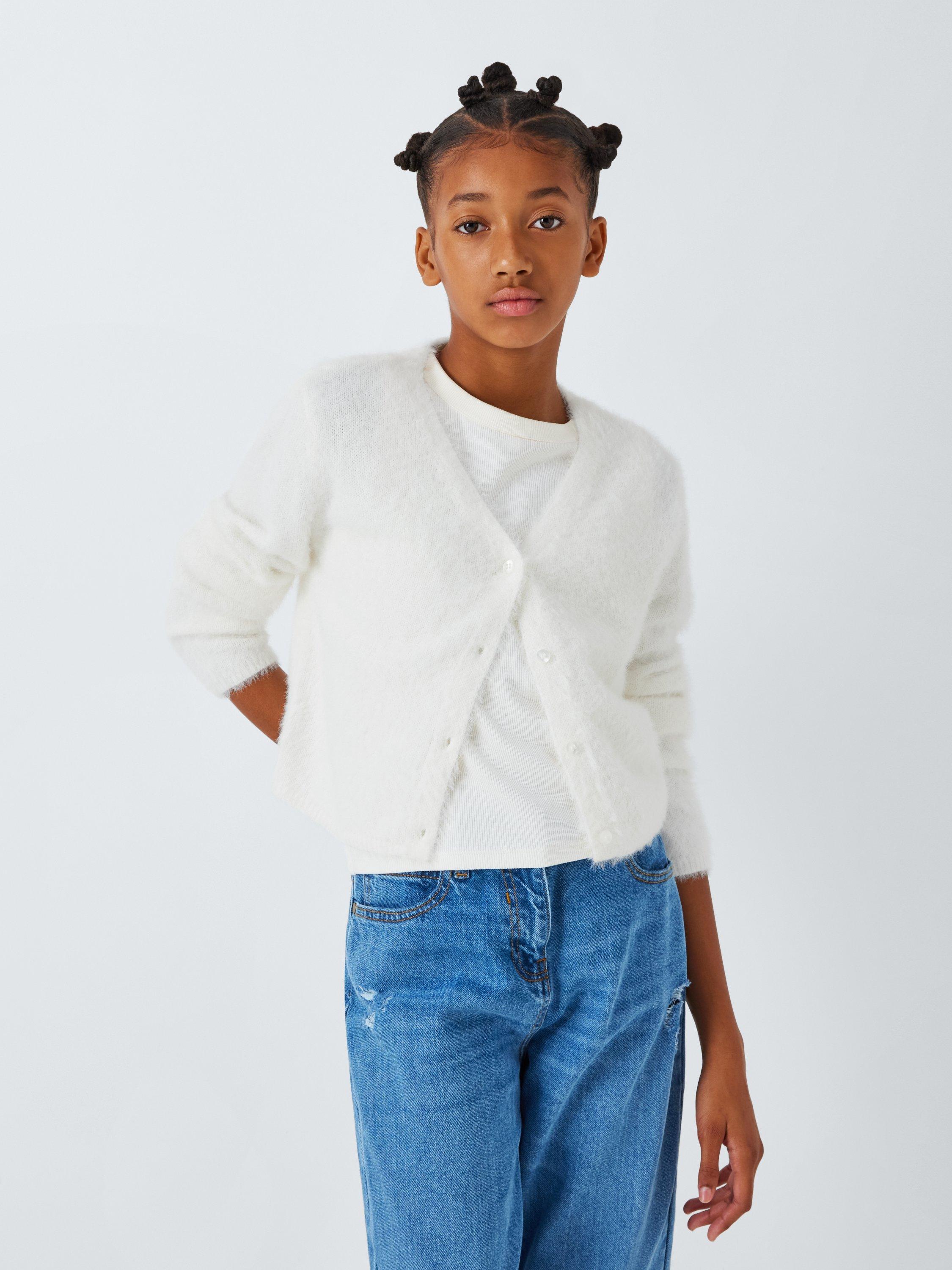 John Lewis Kids Eyelash Cardigan Cream