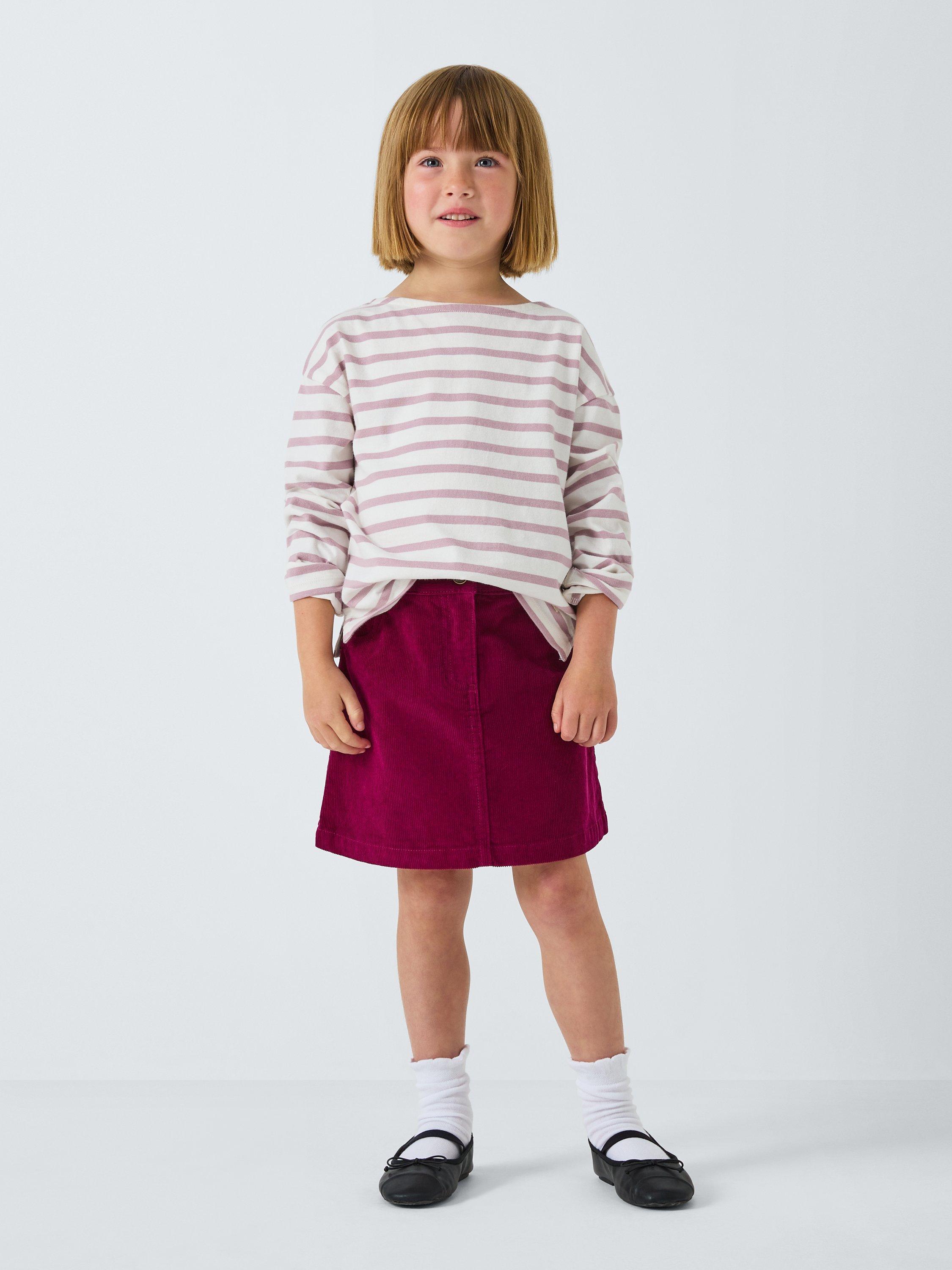 John Lewis Kids' Long Sleeve Breton Top, Gardenia/Pink, 5 years