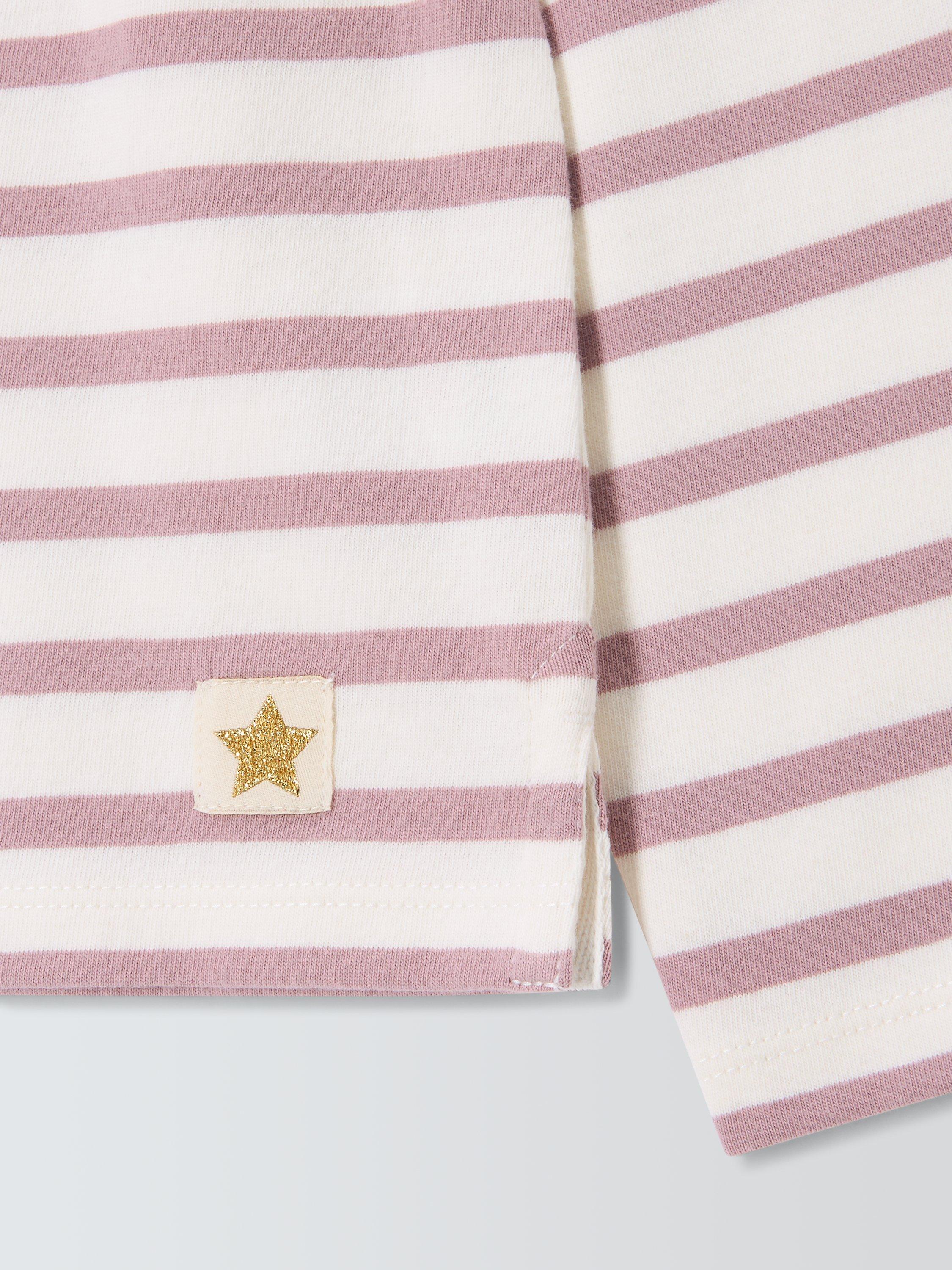John Lewis Kids' Long Sleeve Breton Top, Gardenia/Pink, 5 years