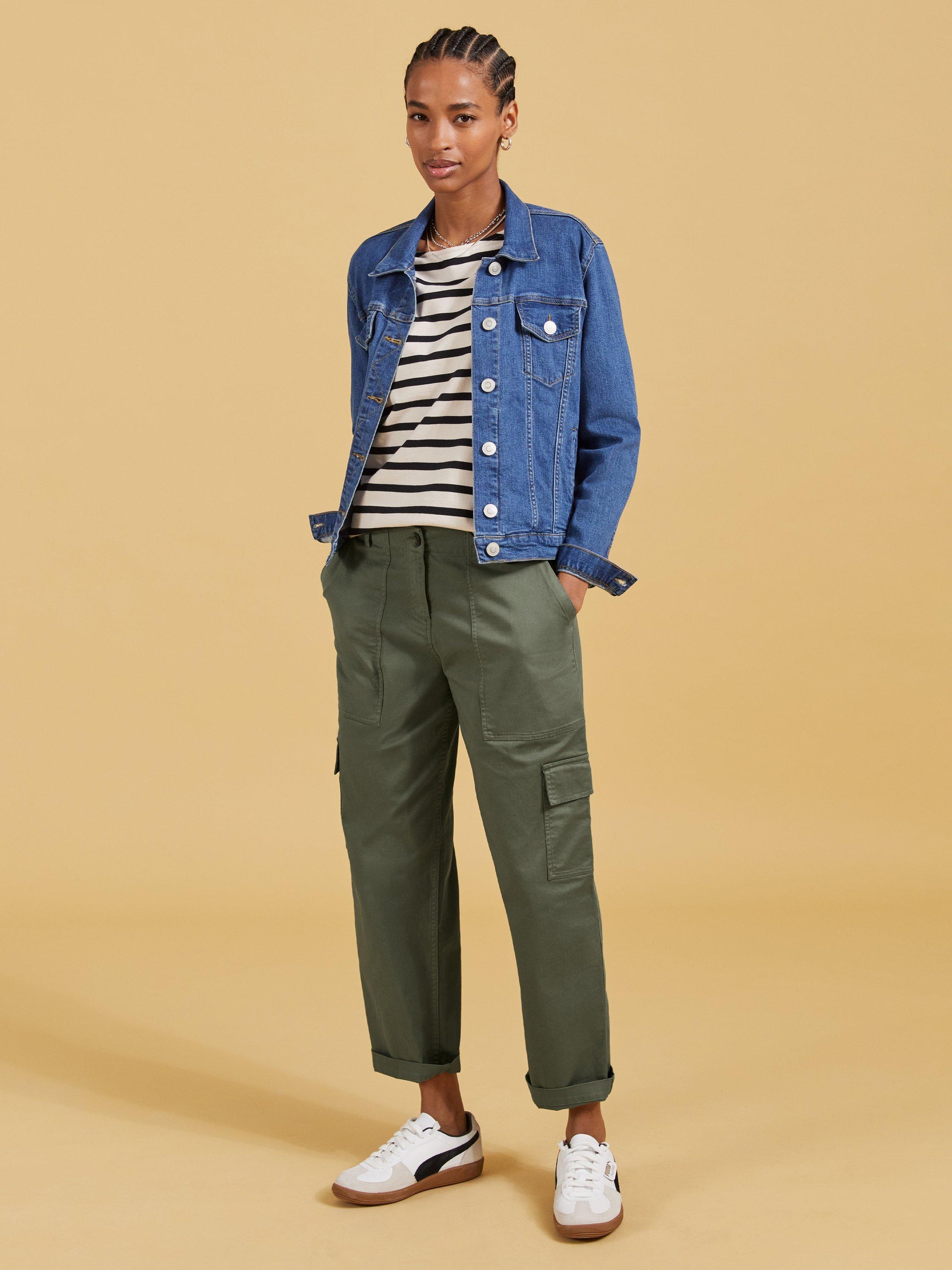 Product image 1 of 4, which shows Baukjen Edith Organic Cotton Blend Cargo Trousers, Light Khaki, 6