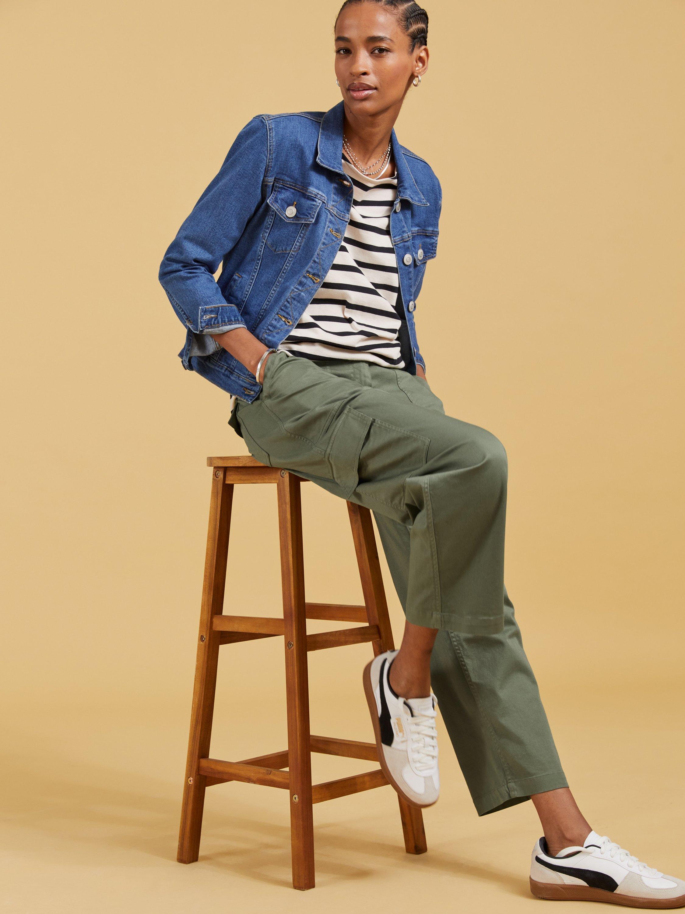 Product image 2 of 4, which shows Baukjen Edith Organic Cotton Blend Cargo Trousers, Light Khaki, 6
