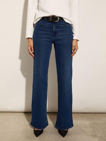 Baukjen Organic Cotton Blend Pocket Wide Leg Jeans, Dark Indigo - view 2, Dark Indigo