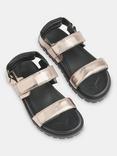 Whistles Ria Sporty Velcro Strap Leather Sandals, Pewter