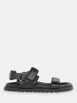 Whistles Ria Sporty Velcro Strap Leather Sandals, Black