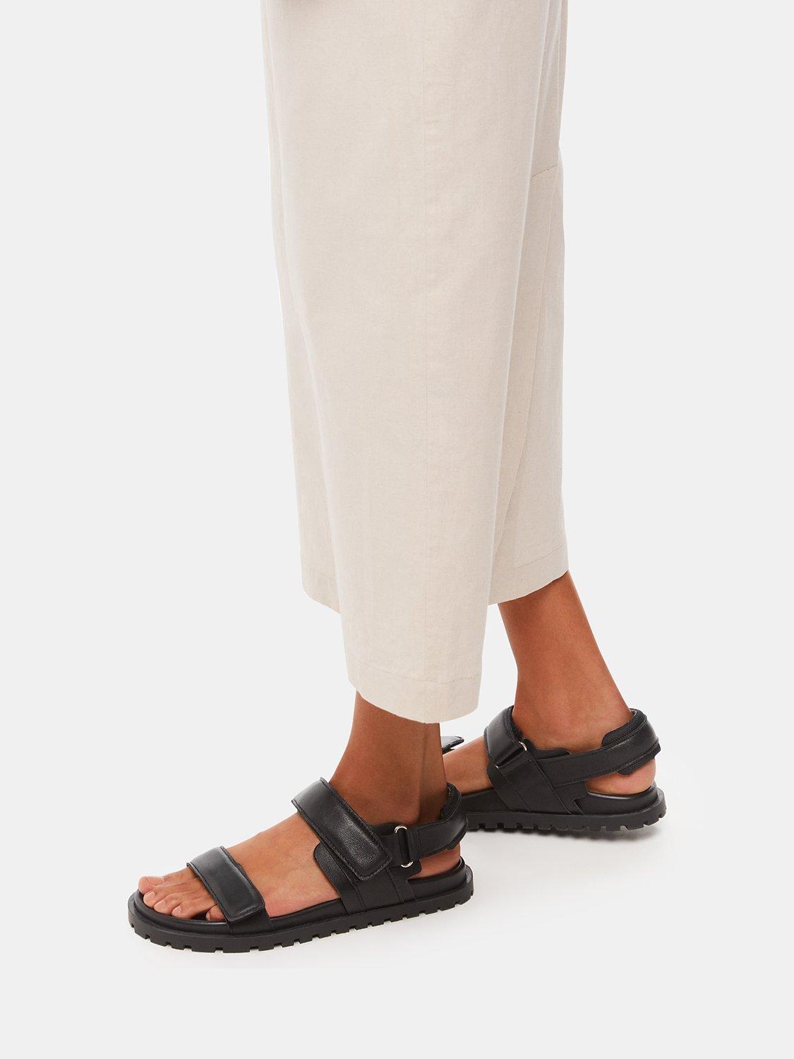 Product image 4 of 4, which shows Whistles Ria Sporty Velcro Strap Leather Sandals, Black, 7