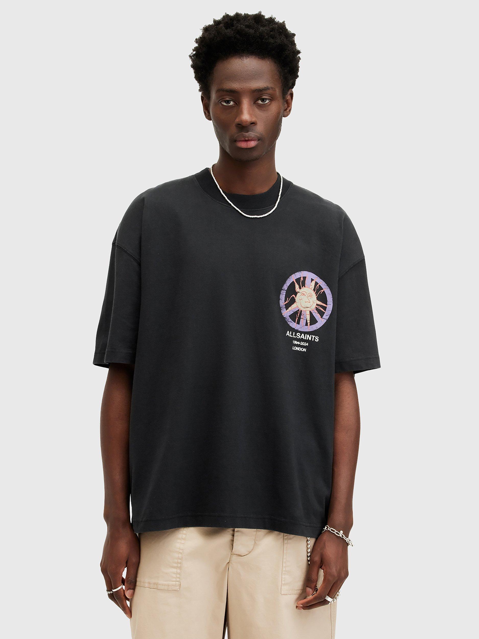 AllSaints ORBS Short Sleeve Crew T-Shirt, Washed Black